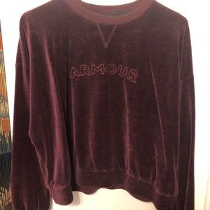 Cranberry velvet/velour under armor sweatshirt